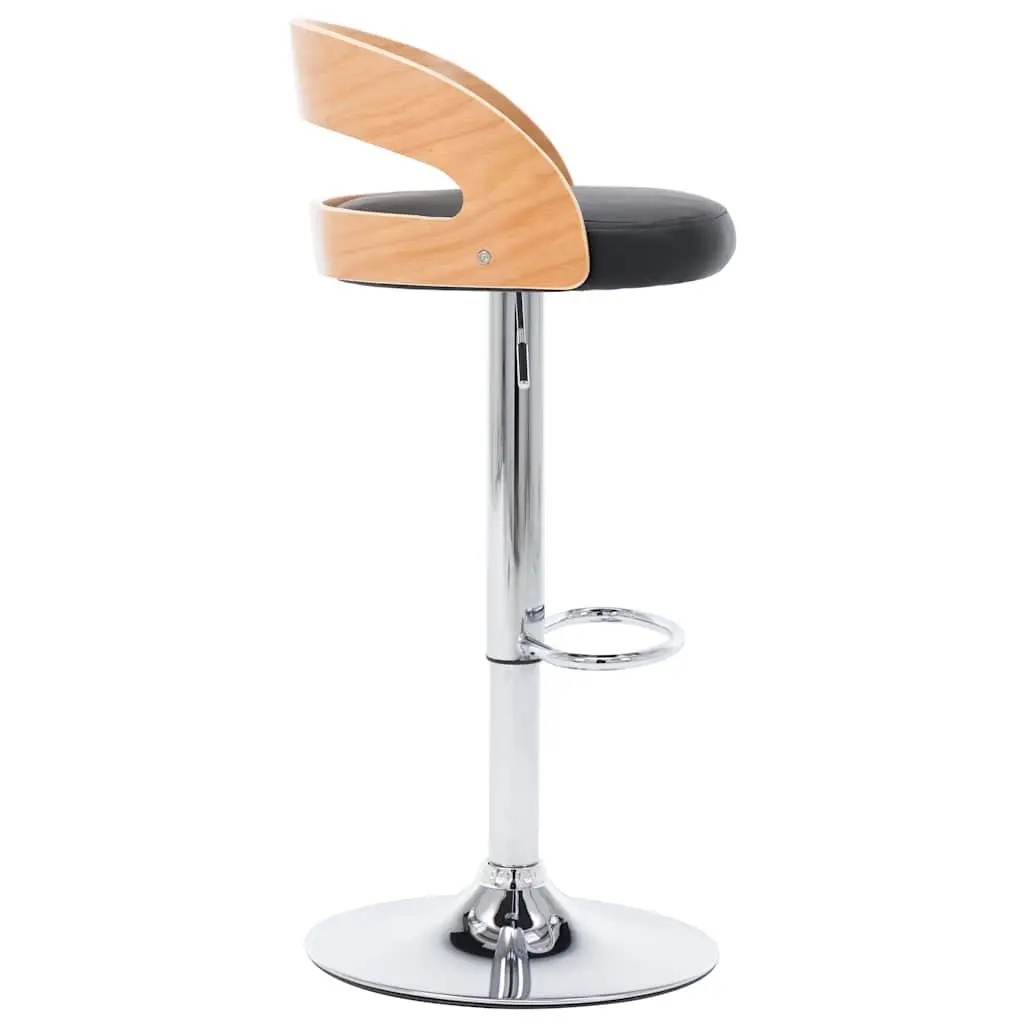 Bar Stools Faux Leather Bentwood Frame Height Adjustable Black 2 Piece