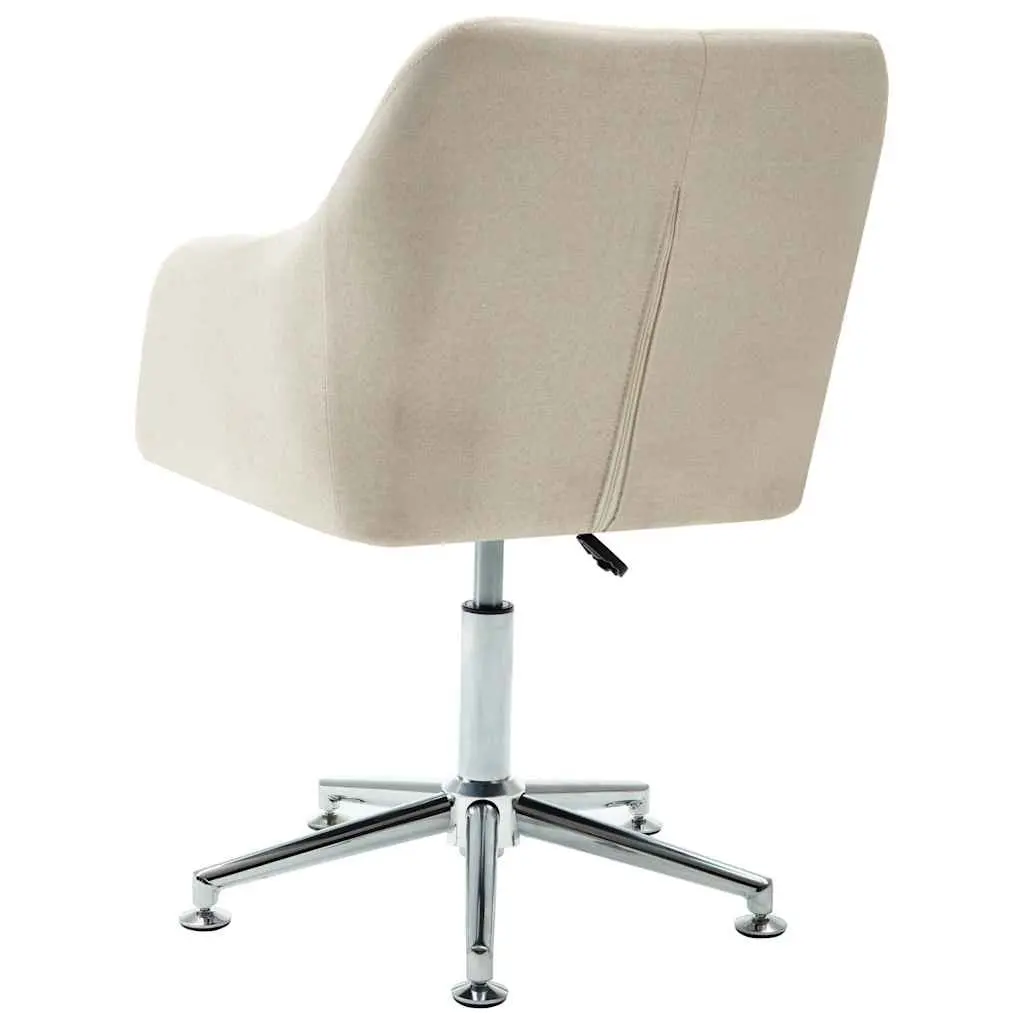 Ergonomic Swivel Chair Cream Fabric Height Adjustable for Dining Room Kitchen Lounge Seat