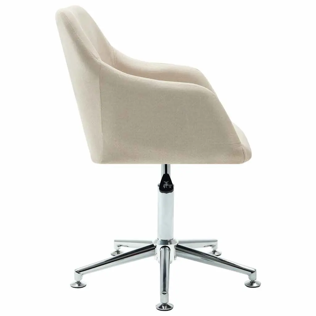 Ergonomic Swivel Chair Cream Fabric Height Adjustable for Dining Room Kitchen Lounge Seat