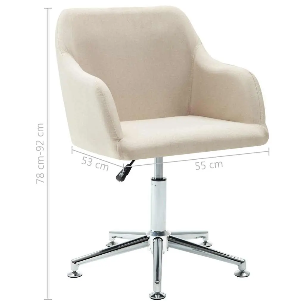 Ergonomic Swivel Chair Cream Fabric Height Adjustable for Dining Room Kitchen Lounge Seat