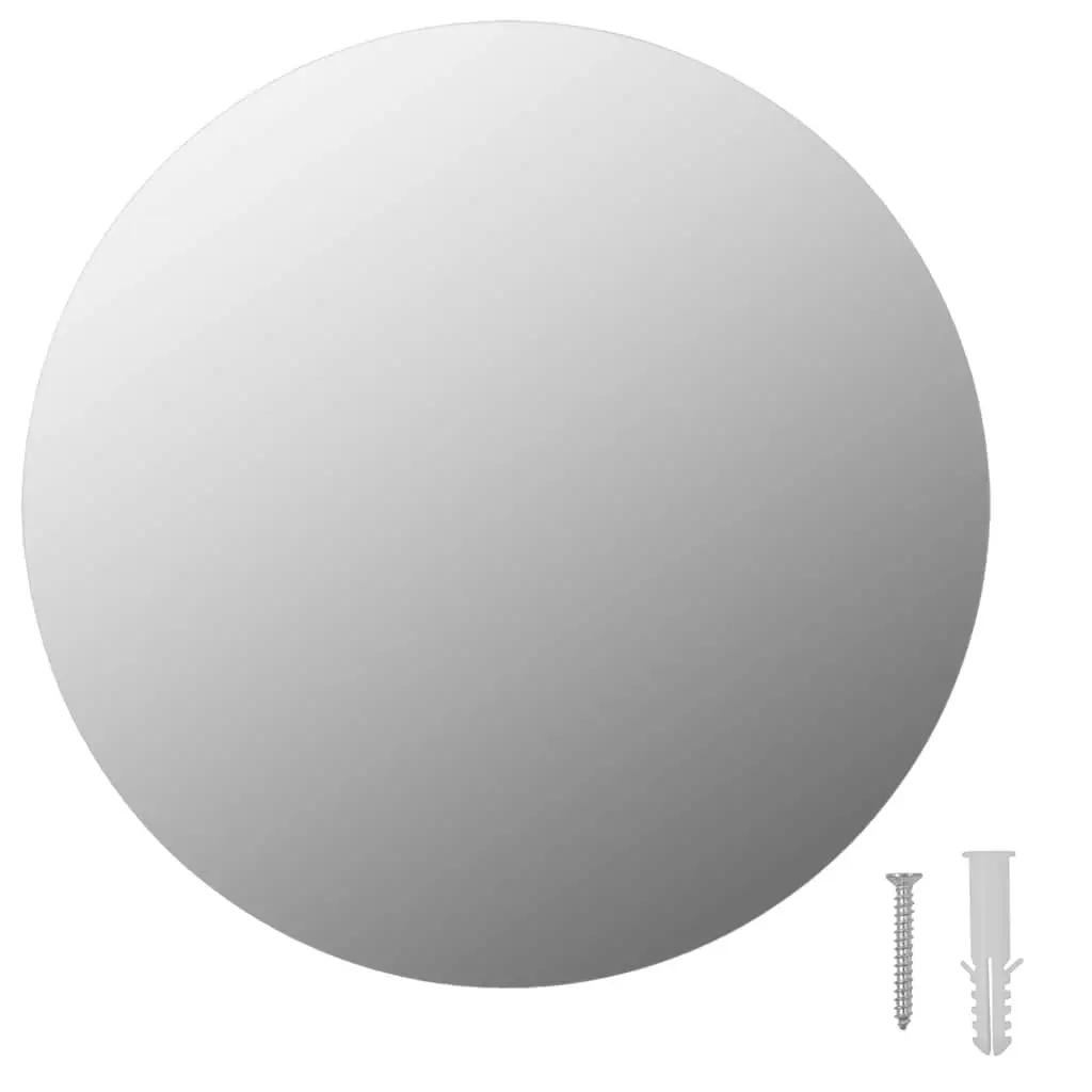30cm Round Wall Mirror, Frameless Silver Glass for Home Use
