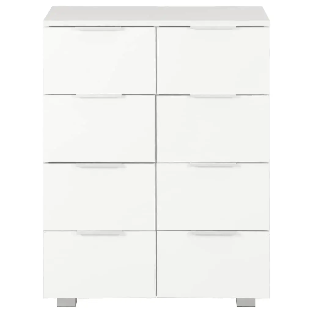 8-Drawer High Gloss White Sideboard Engineered Wood Storage Cabinet 60cm W x 35cm D x 80cm H