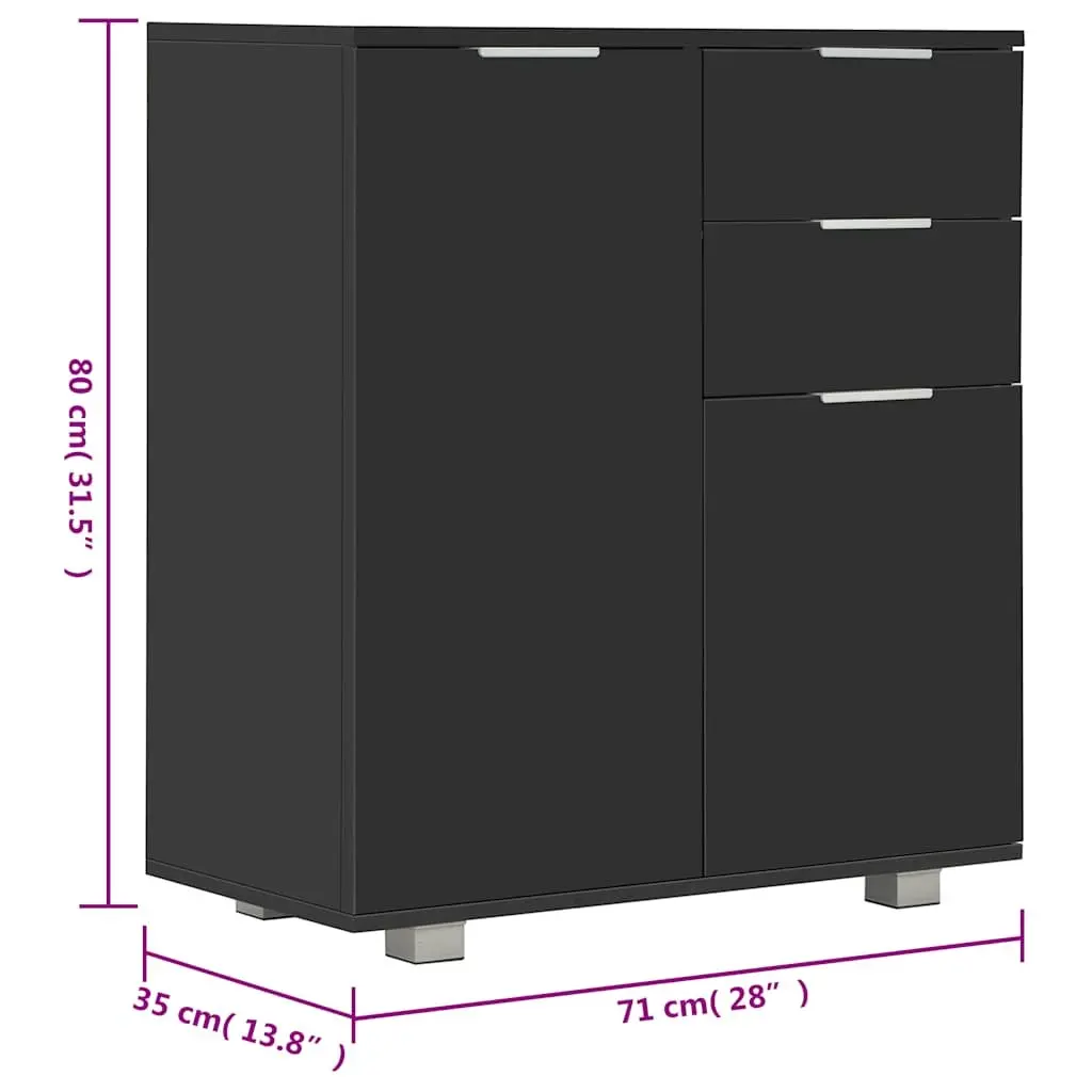 High Gloss Black Storage Cabinet for Home Use