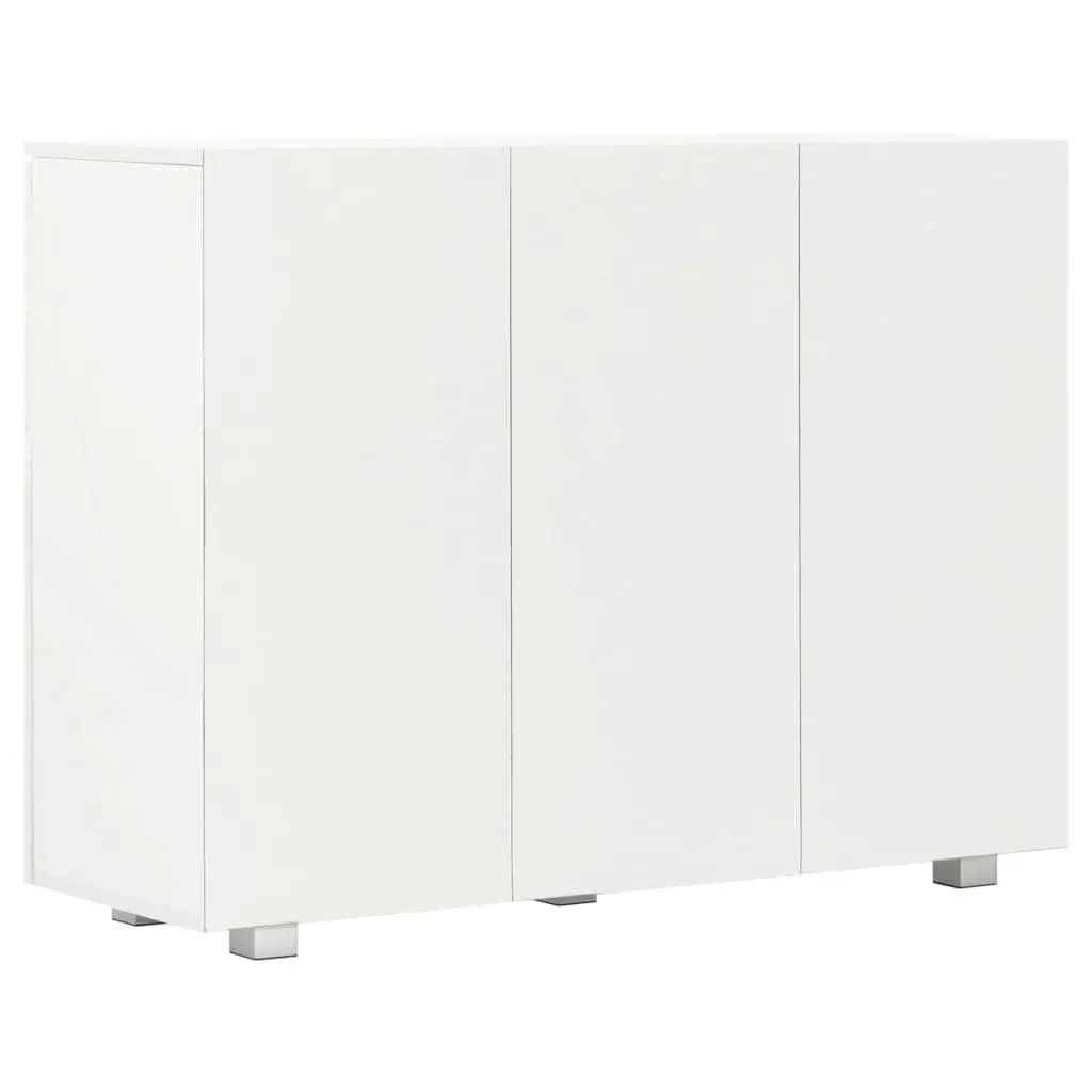 Sideboard Engineered Wood High Gloss White 107 x 35 x 80.5 cm with Drawers and Doors