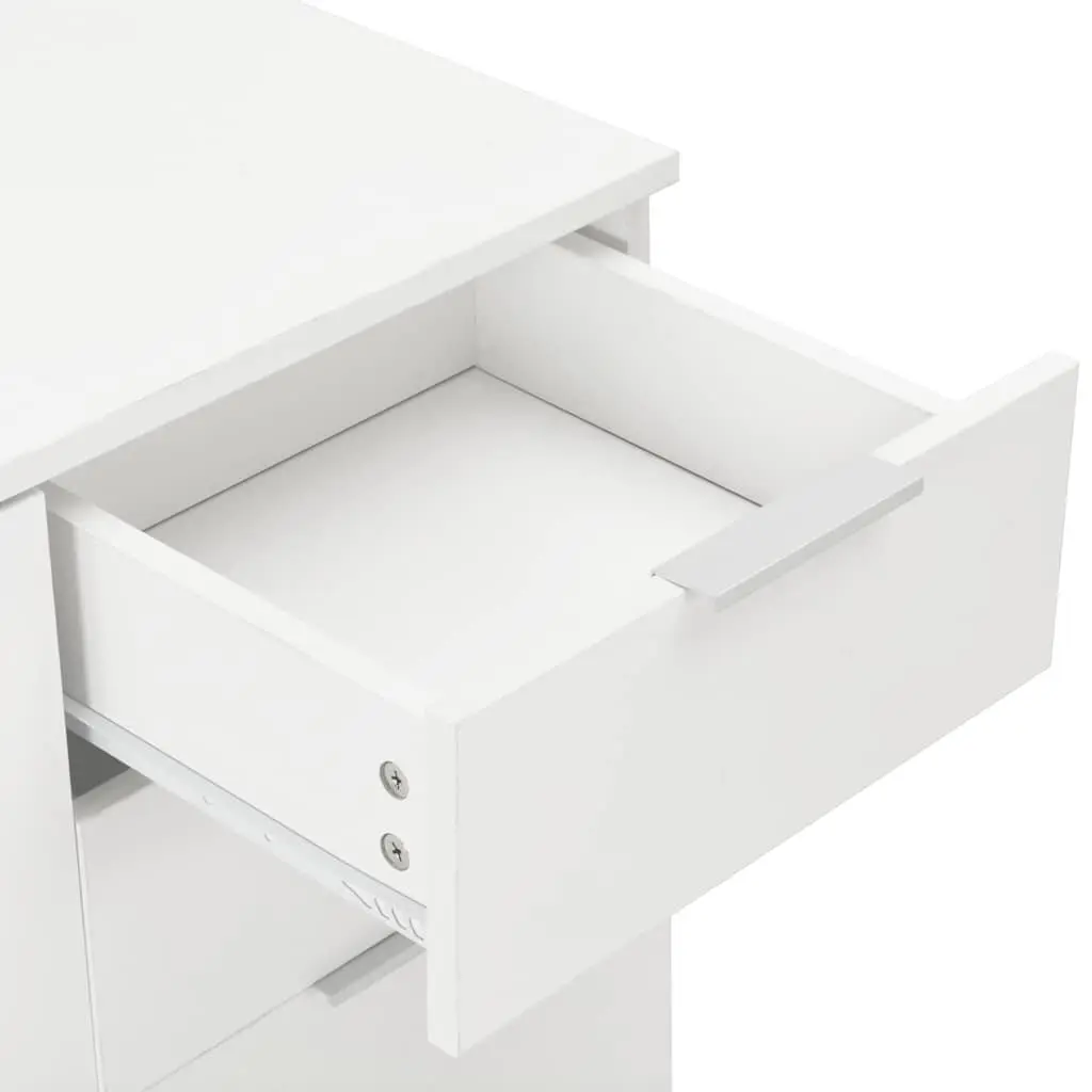 Sideboard Engineered Wood High Gloss White 107 x 35 x 80.5 cm with Drawers and Doors