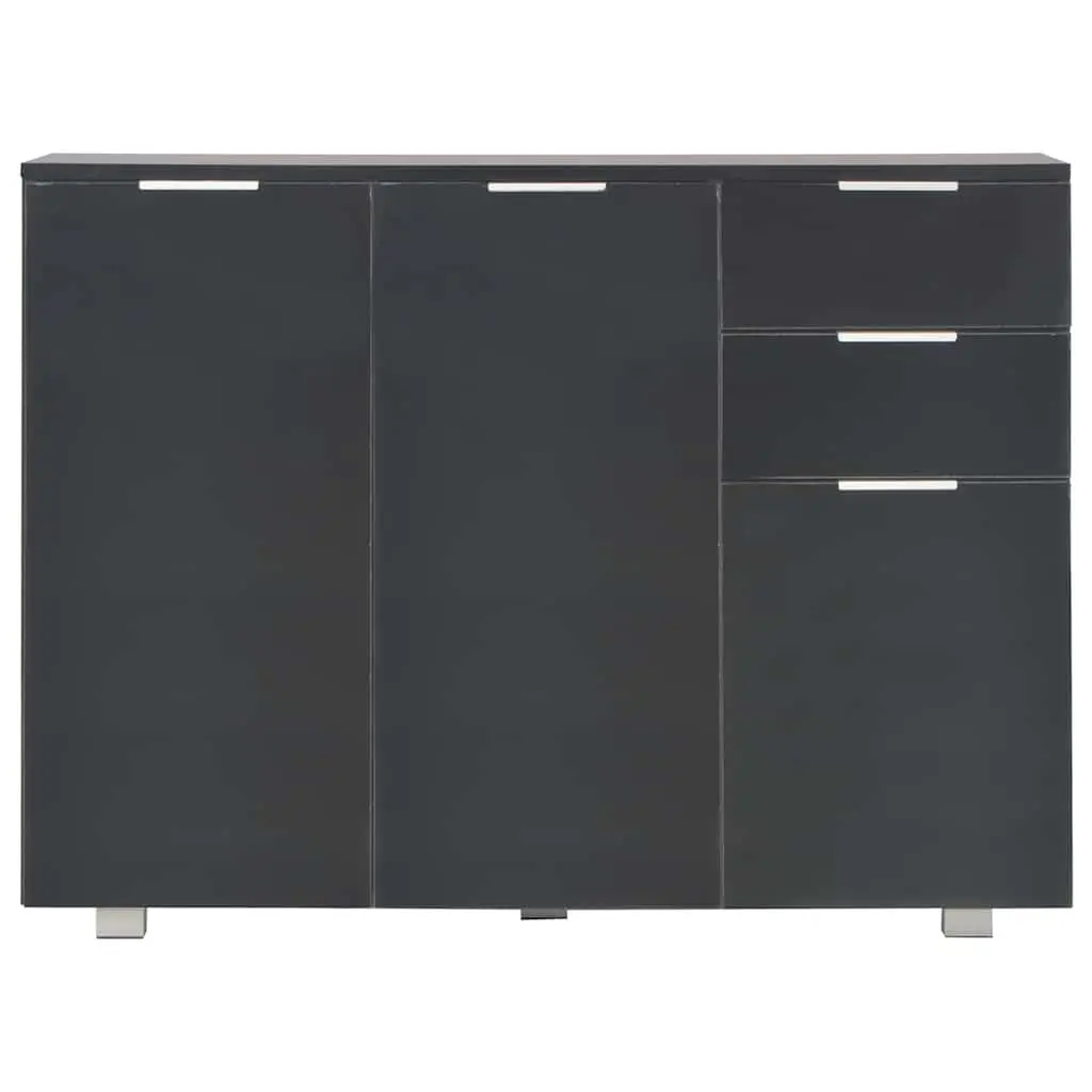 Sideboard Storage Cabinet Engineered Wood 107x35x80.5cm High Gloss Black