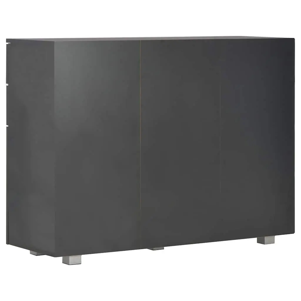 Sideboard Storage Cabinet Engineered Wood 107x35x80.5cm High Gloss Black