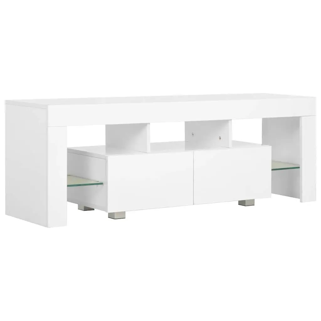 TV Cabinet Unit White High Gloss LED Lights Modern Living Room Storage Lowboard