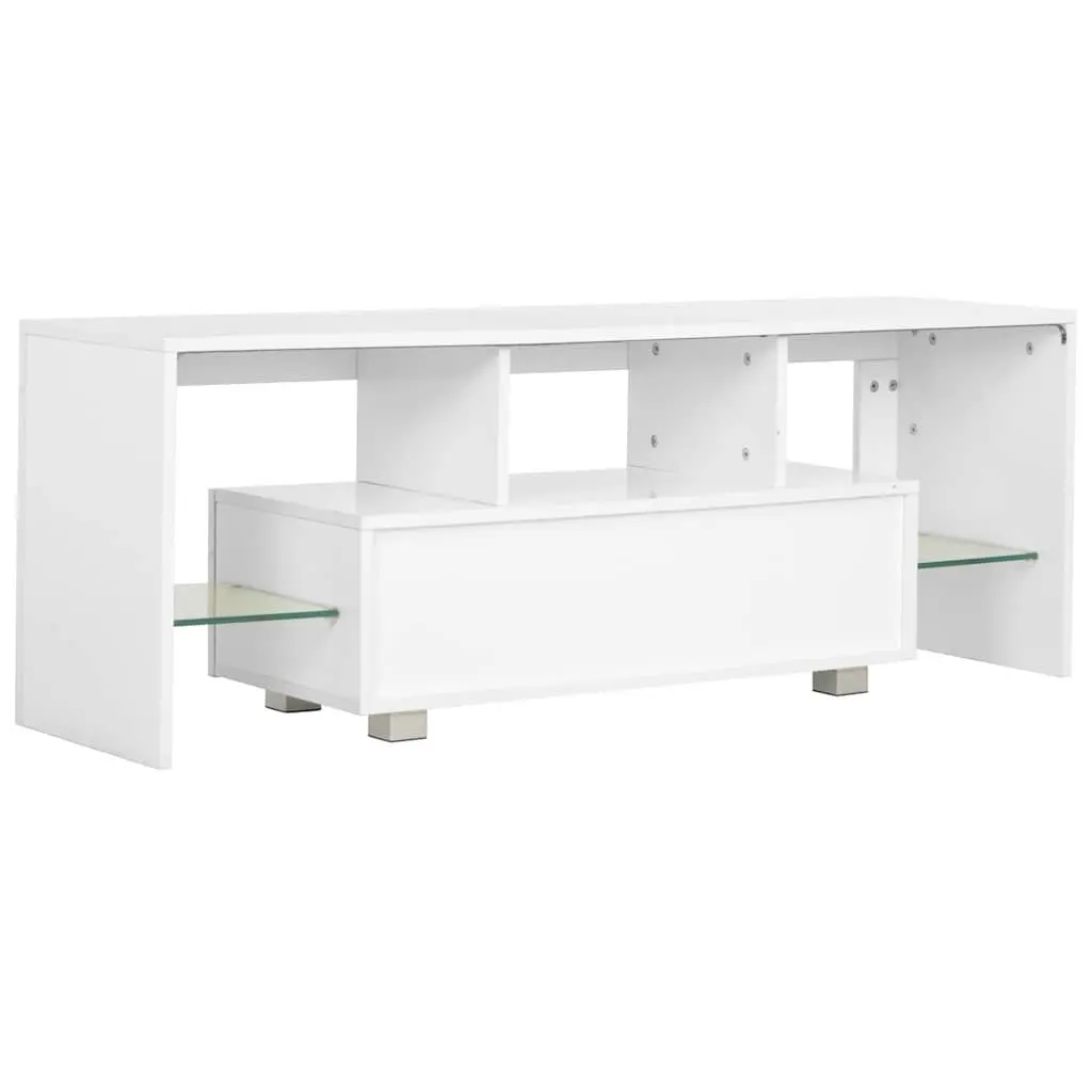 TV Cabinet Unit White High Gloss LED Lights Modern Living Room Storage Lowboard