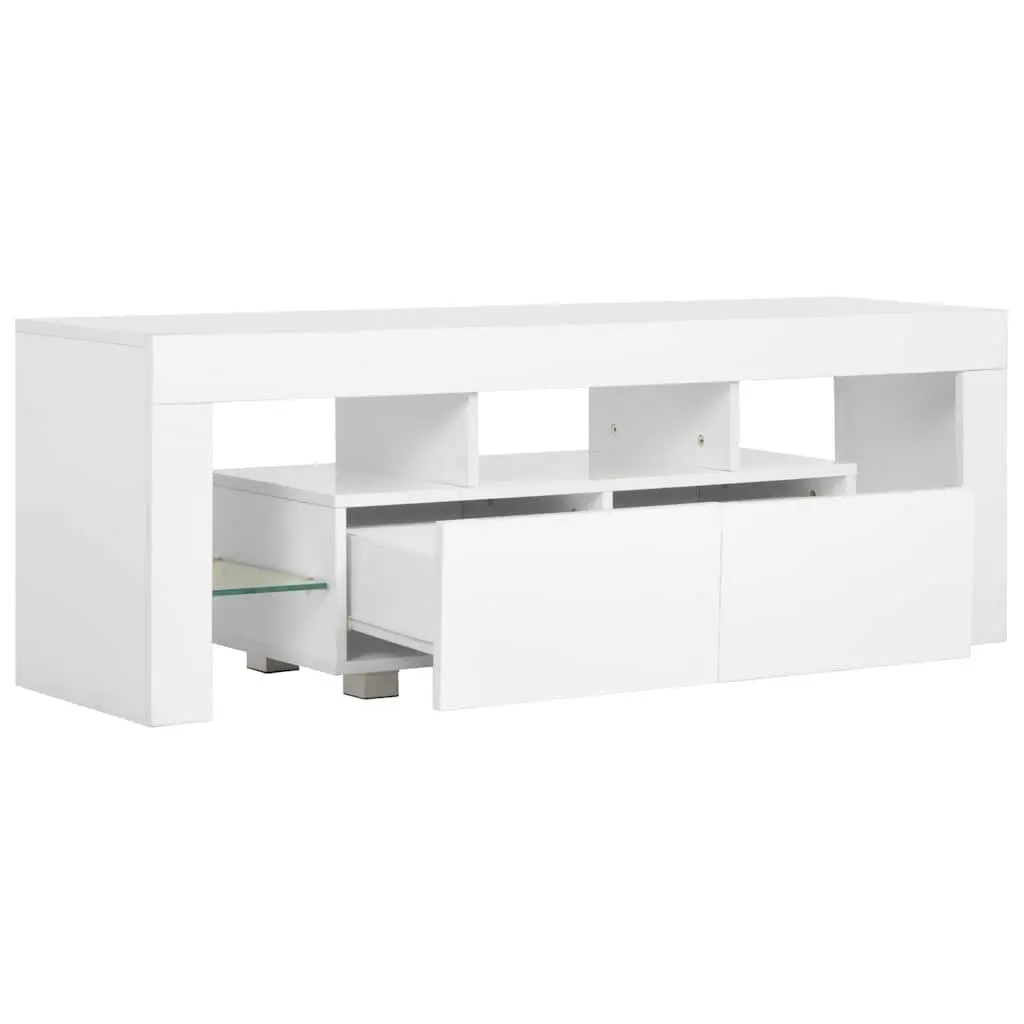 TV Cabinet Unit White High Gloss LED Lights Modern Living Room Storage Lowboard
