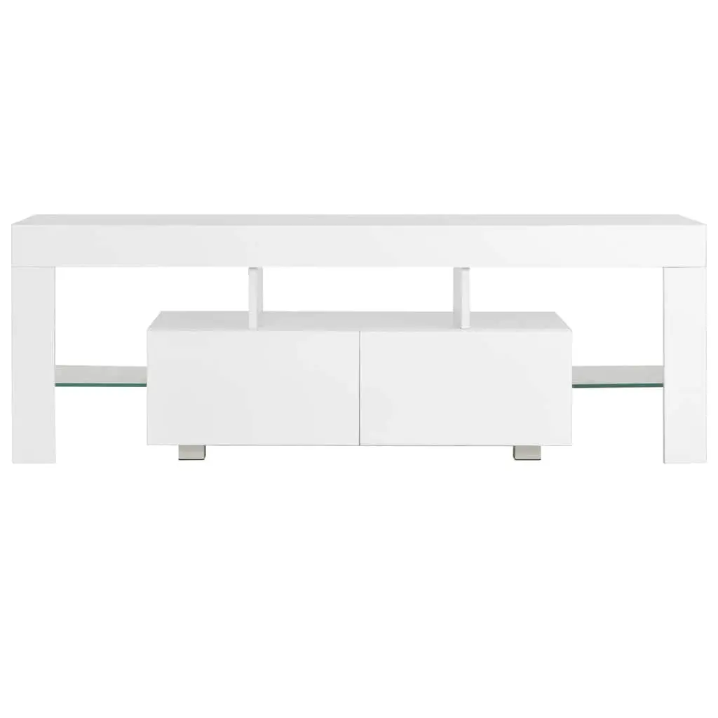 TV Cabinet Unit White High Gloss LED Lights Modern Living Room Storage Lowboard