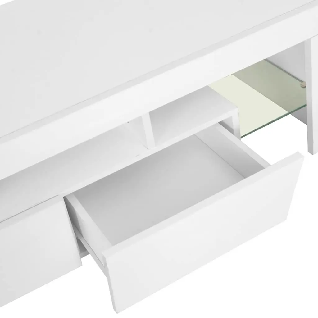 TV Cabinet Unit White High Gloss LED Lights Modern Living Room Storage Lowboard