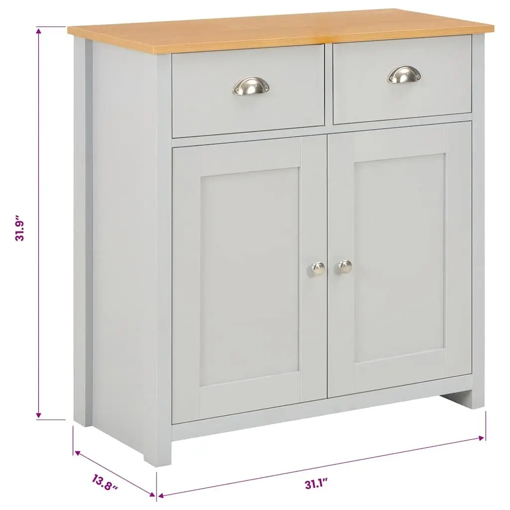 Sideboard Cabinet Engineered Wood 79 x 35 x 81 cm Grey Storage Buffet with Drawers and Doors
