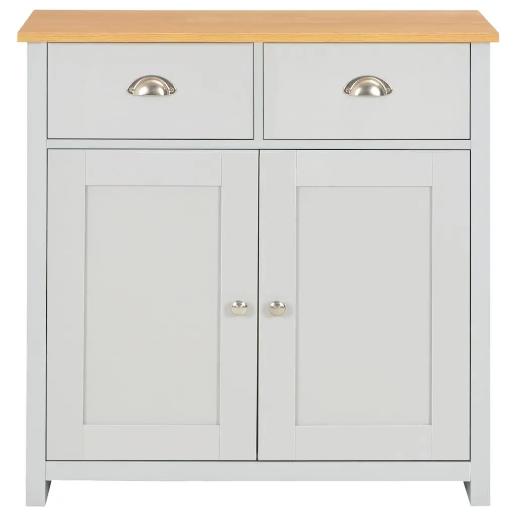 Sideboard Cabinet Engineered Wood 79 x 35 x 81 cm Grey Storage Buffet with Drawers and Doors