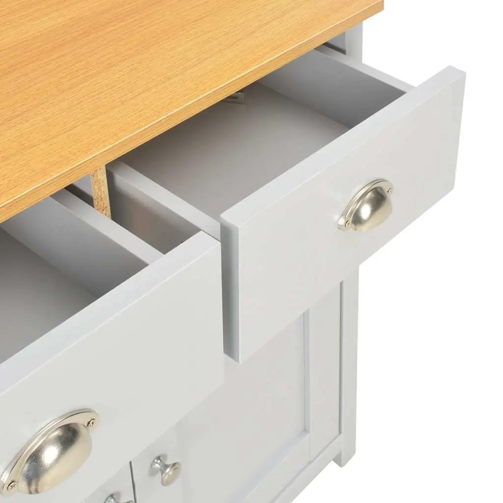 Sideboard Cabinet Engineered Wood 79 x 35 x 81 cm Grey Storage Buffet with Drawers and Doors