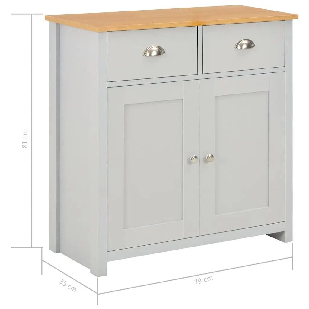 Sideboard Cabinet Engineered Wood 79 x 35 x 81 cm Grey Storage Buffet with Drawers and Doors