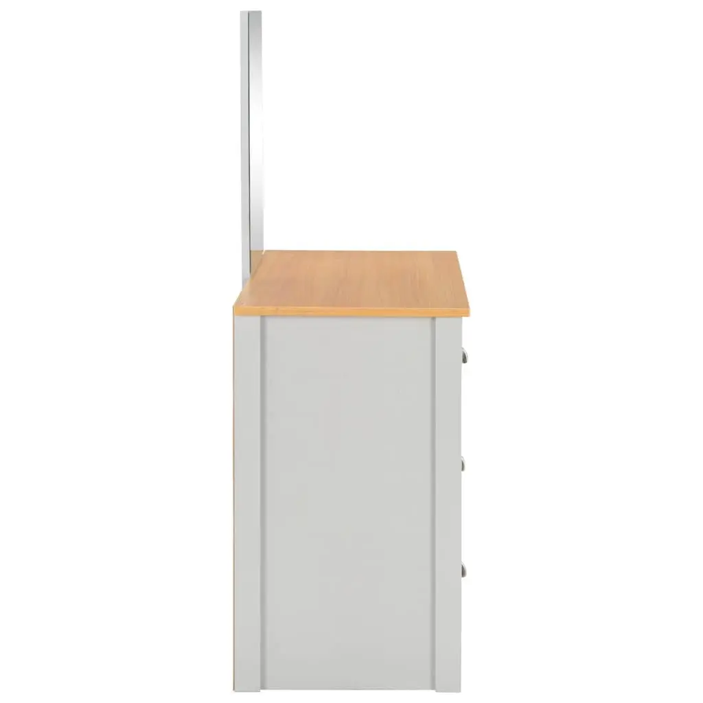 Bedroom Dressing Table with Mirror and Stool Grey Vanity Makeup Storage