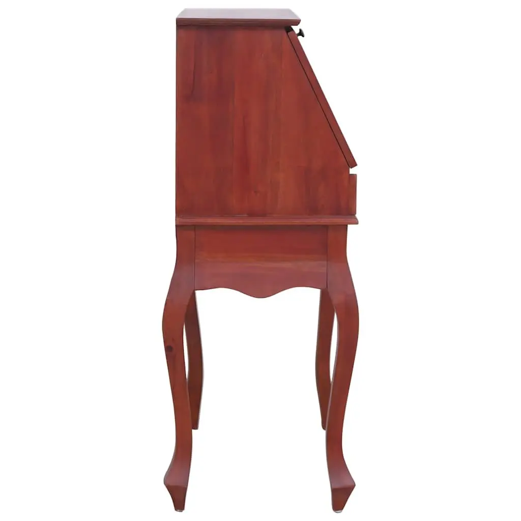 Secretary Desk Solid Mahogany Wood Brown Vintage Style Writing Desk with Flip Top Compartments and Storage Drawers