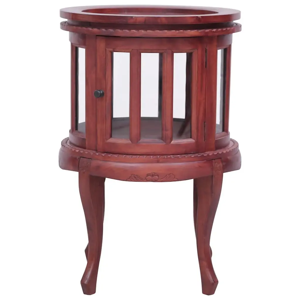 Wooden Vitrine Cabinet Solid Mahogany Glass Display Storage Table Brown 50 x 50 x 76 cm