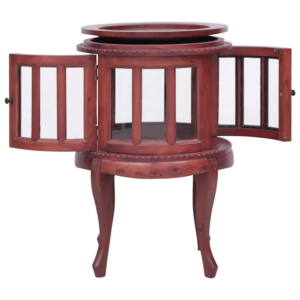 Wooden Vitrine Cabinet Solid Mahogany Glass Display Storage Table Brown 50 x 50 x 76 cm