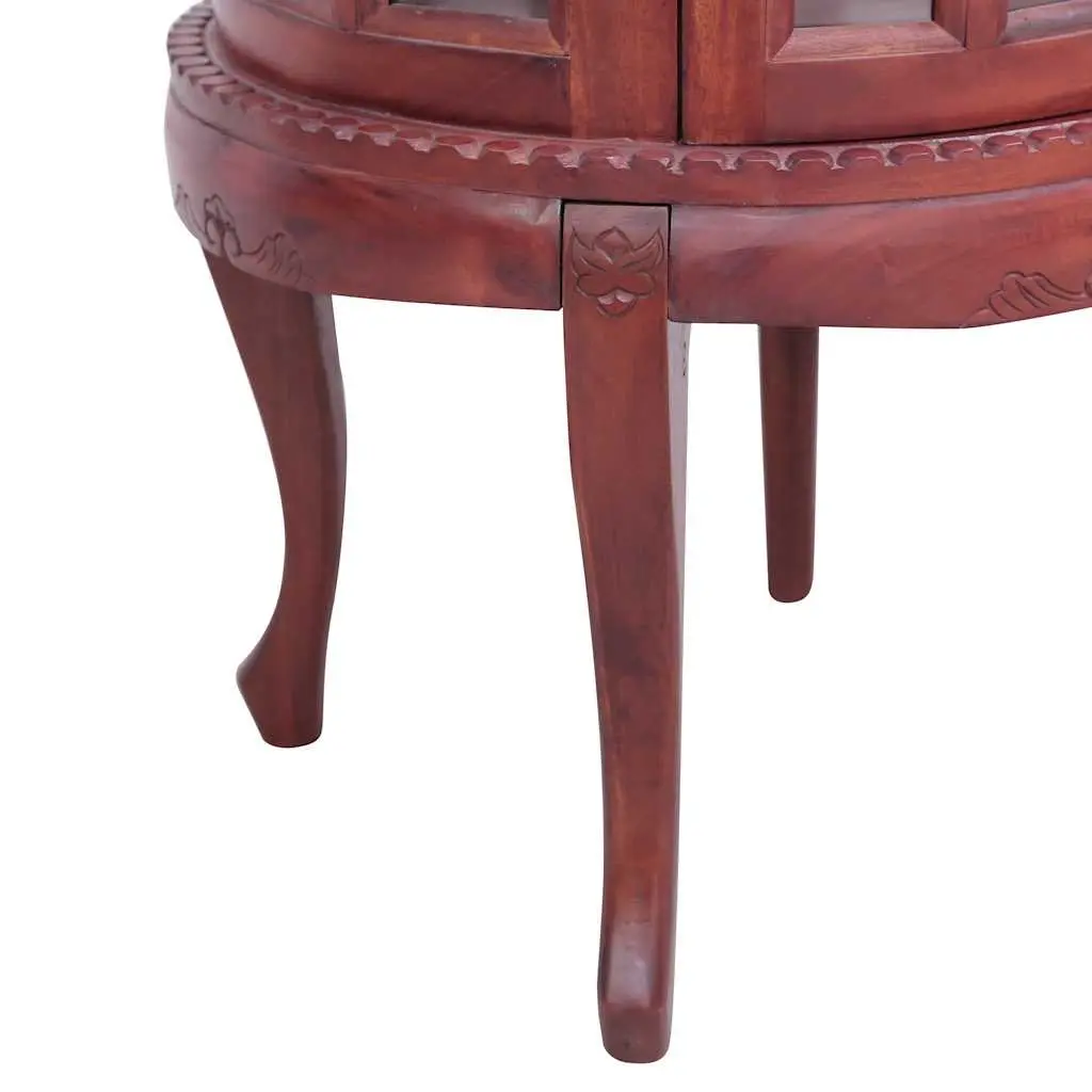 Wooden Vitrine Cabinet Solid Mahogany Glass Display Storage Table Brown 50 x 50 x 76 cm