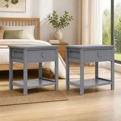 Practical Grey Bedside Cabinets for Every Room, 2 pcs