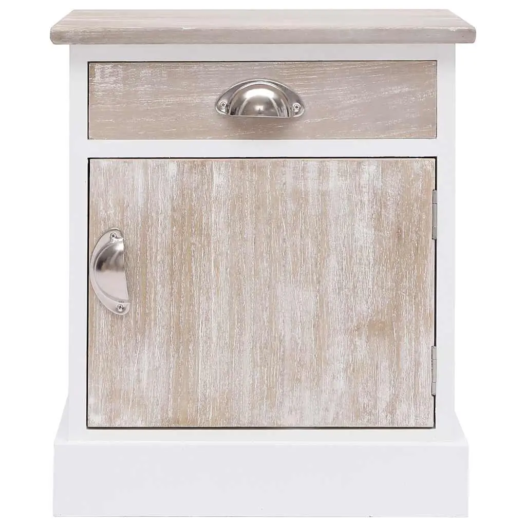 Bedside Cabinet Paulownia Wood White 38 x 28 x 45 cm Set of 2