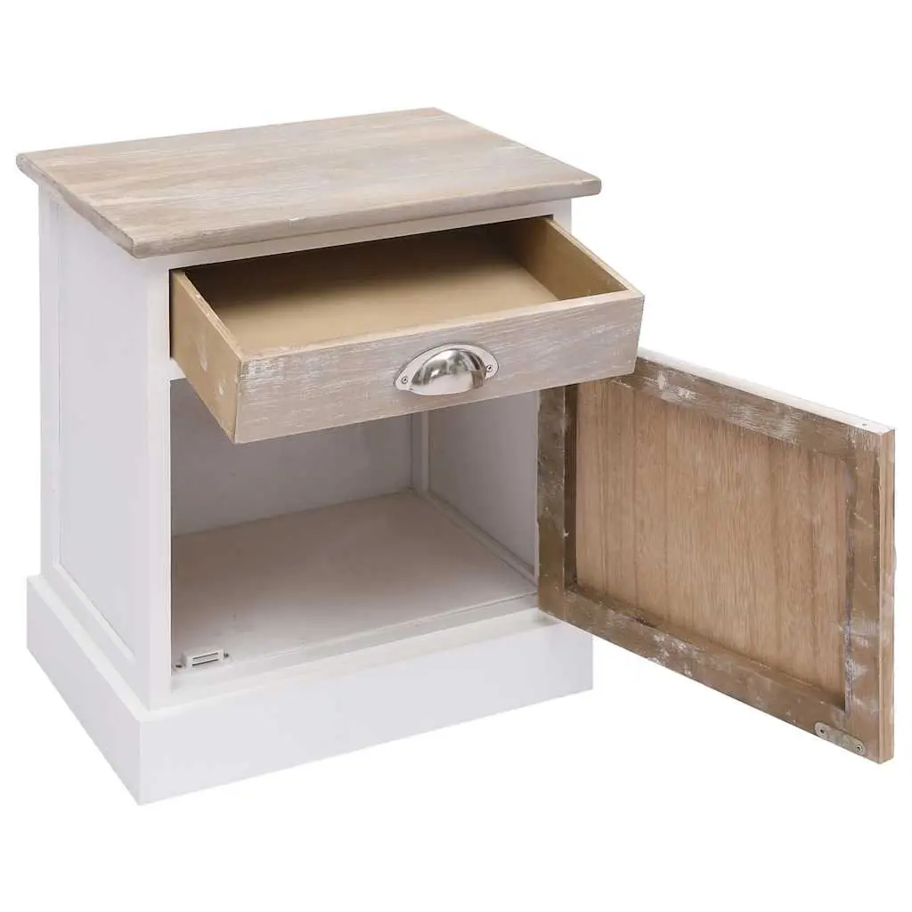 Bedside Cabinet Paulownia Wood White 38 x 28 x 45 cm Set of 2