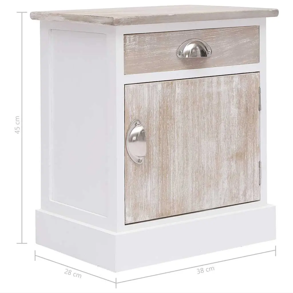 Bedside Cabinet Paulownia Wood White 38 x 28 x 45 cm Set of 2