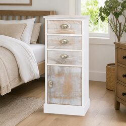 White Wooden Side Cabinet 3 Drawer 1 Door Chest Storage Furniture Bedroom