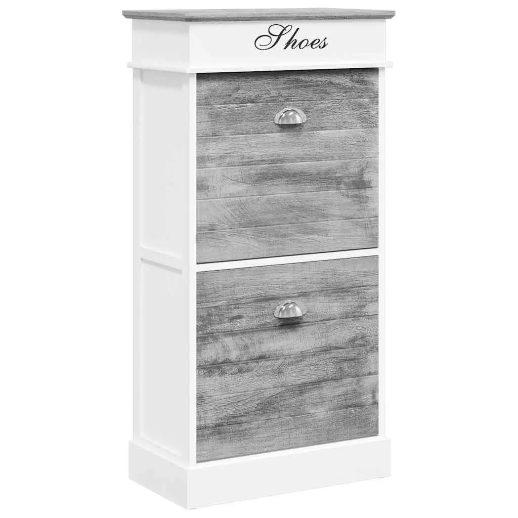Grey Wooden Shoe Cabinet for Entryway Use