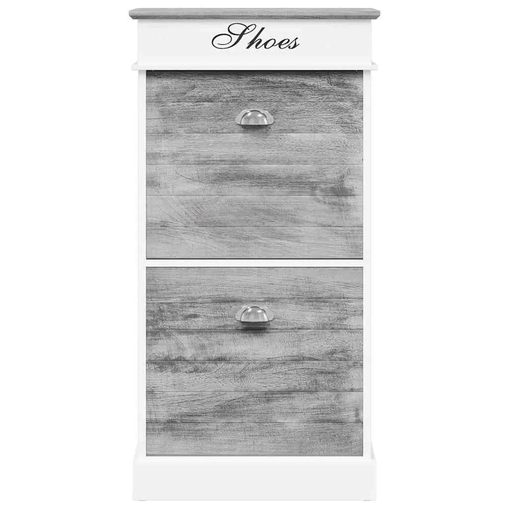 Grey Wooden Shoe Cabinet for Entryway Use