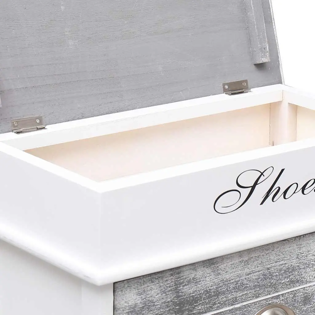 Grey Wooden Shoe Cabinet for Entryway Use