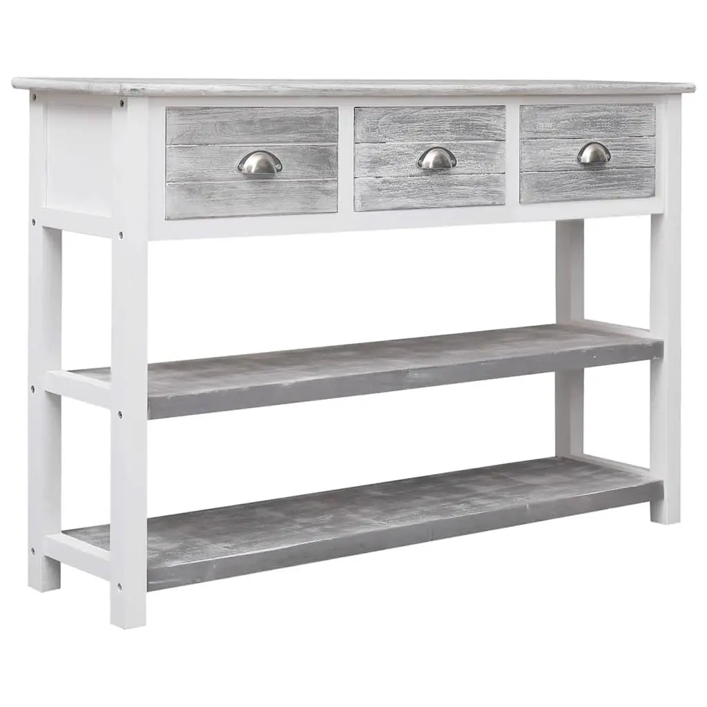 Wooden Sideboard Grey Storage Cabinet 3 Drawers 2 Shelves Console Table