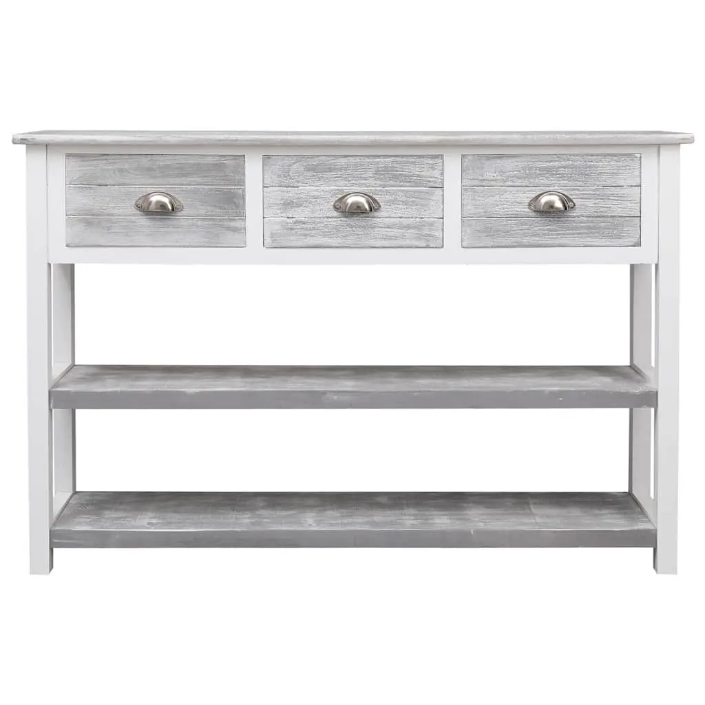 Wooden Sideboard Grey Storage Cabinet 3 Drawers 2 Shelves Console Table