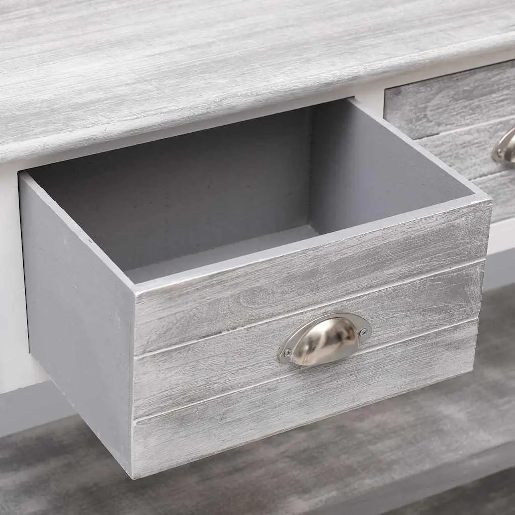 Wooden Sideboard Grey Storage Cabinet 3 Drawers 2 Shelves Console Table