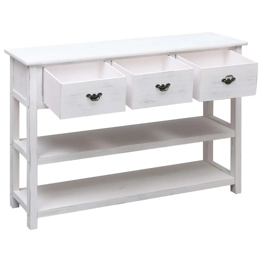 Wooden Sideboard White Storage Cabinet 3 Drawers 2 Shelves Buffet Furniture