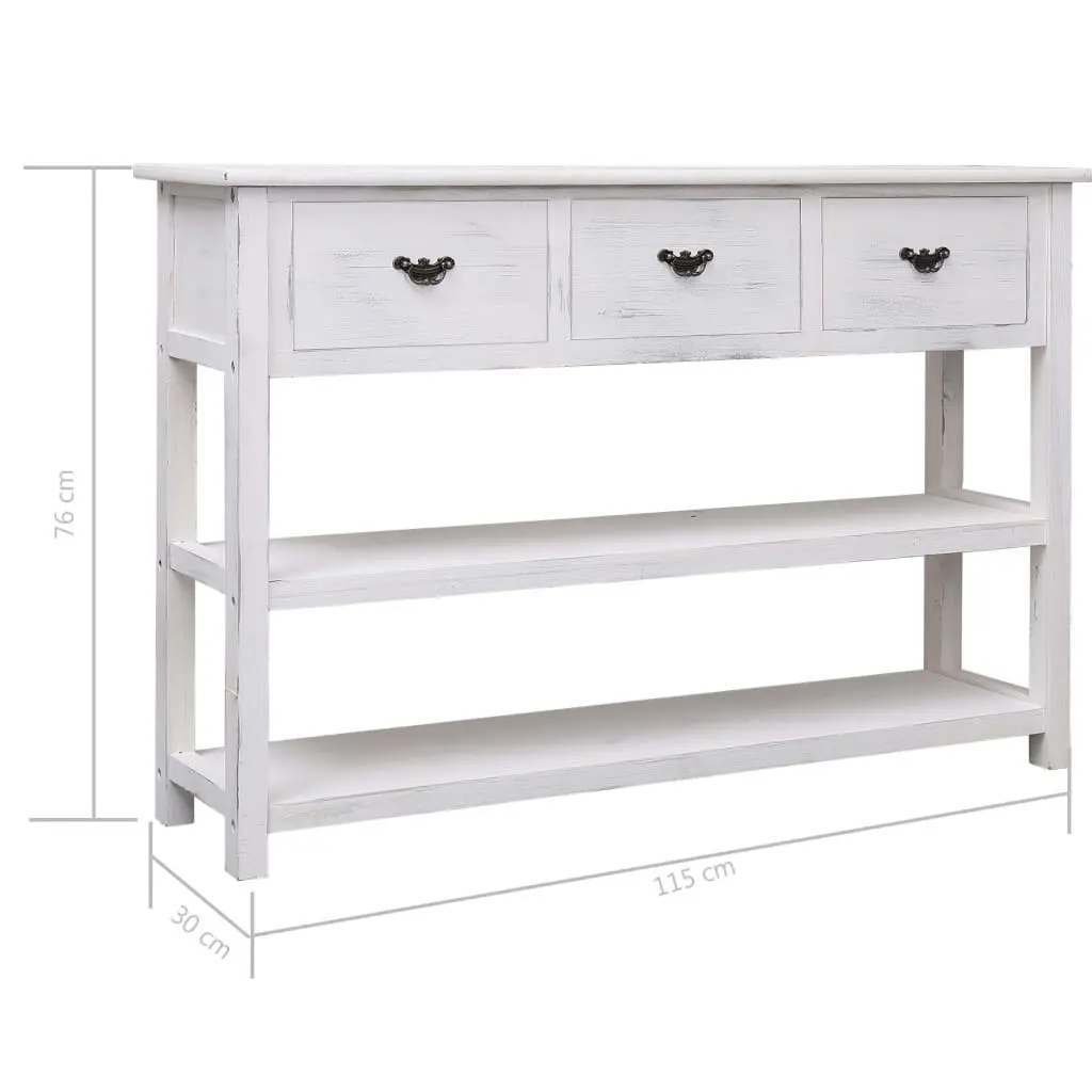 Wooden Sideboard White Storage Cabinet 3 Drawers 2 Shelves Buffet Furniture