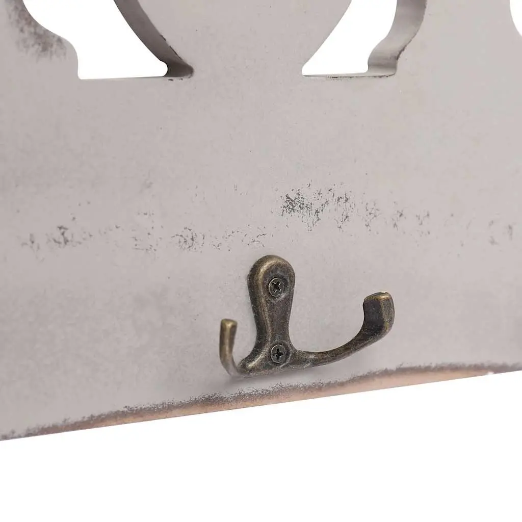 Wall Mounted Coat Rack Home Cutout Design with 4 Hooks White Hanging Organizer
