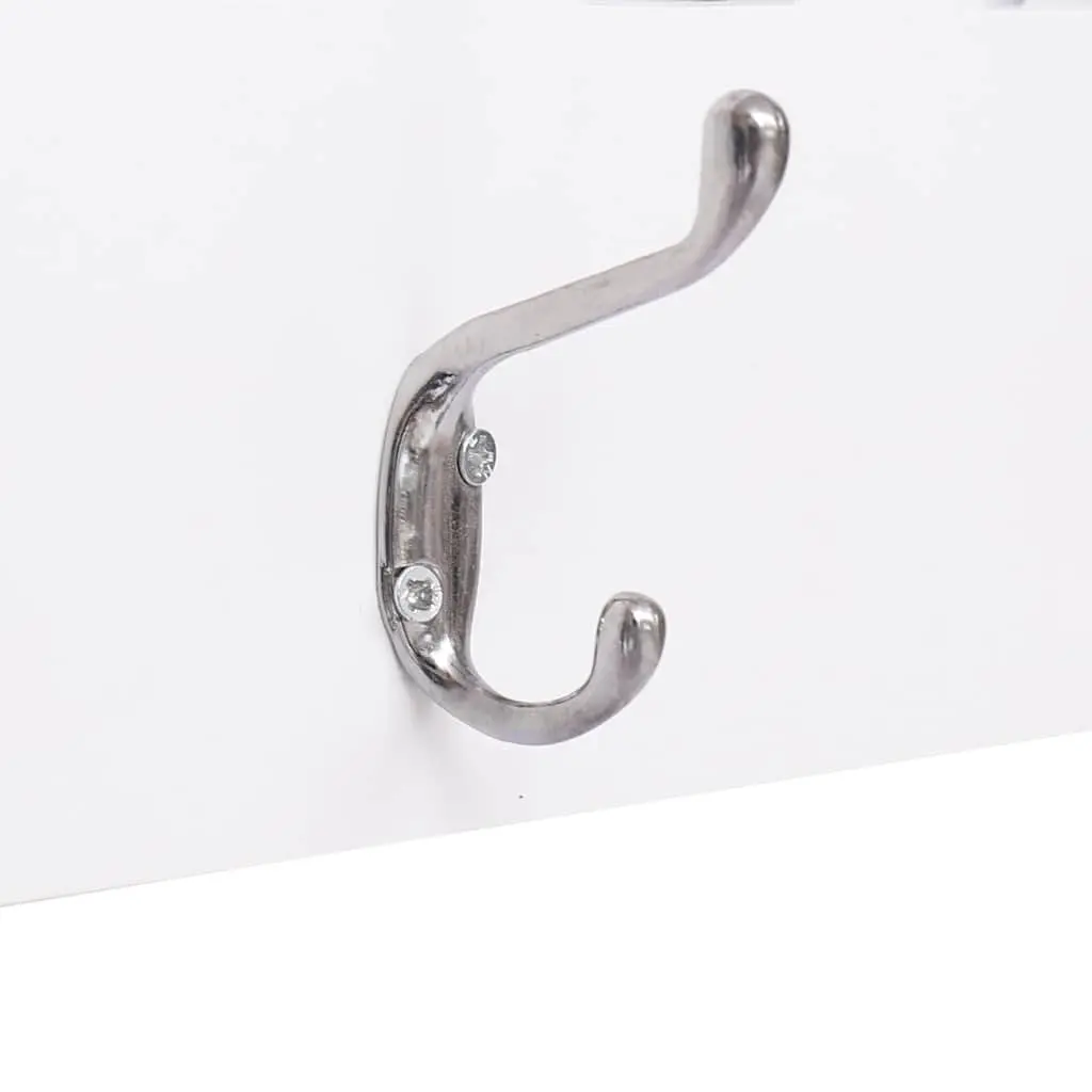 Wall Mounted Coat Rack MDF White 74 x 29.5 cm with Welcome Lettering and 5 Copper Hooks