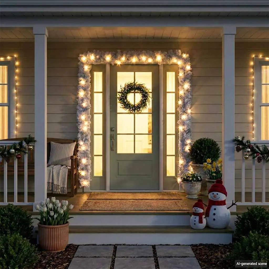 LED Christmas Garland Decoration Waterproof 10m White Indoor Outdoor for Stair Handrail