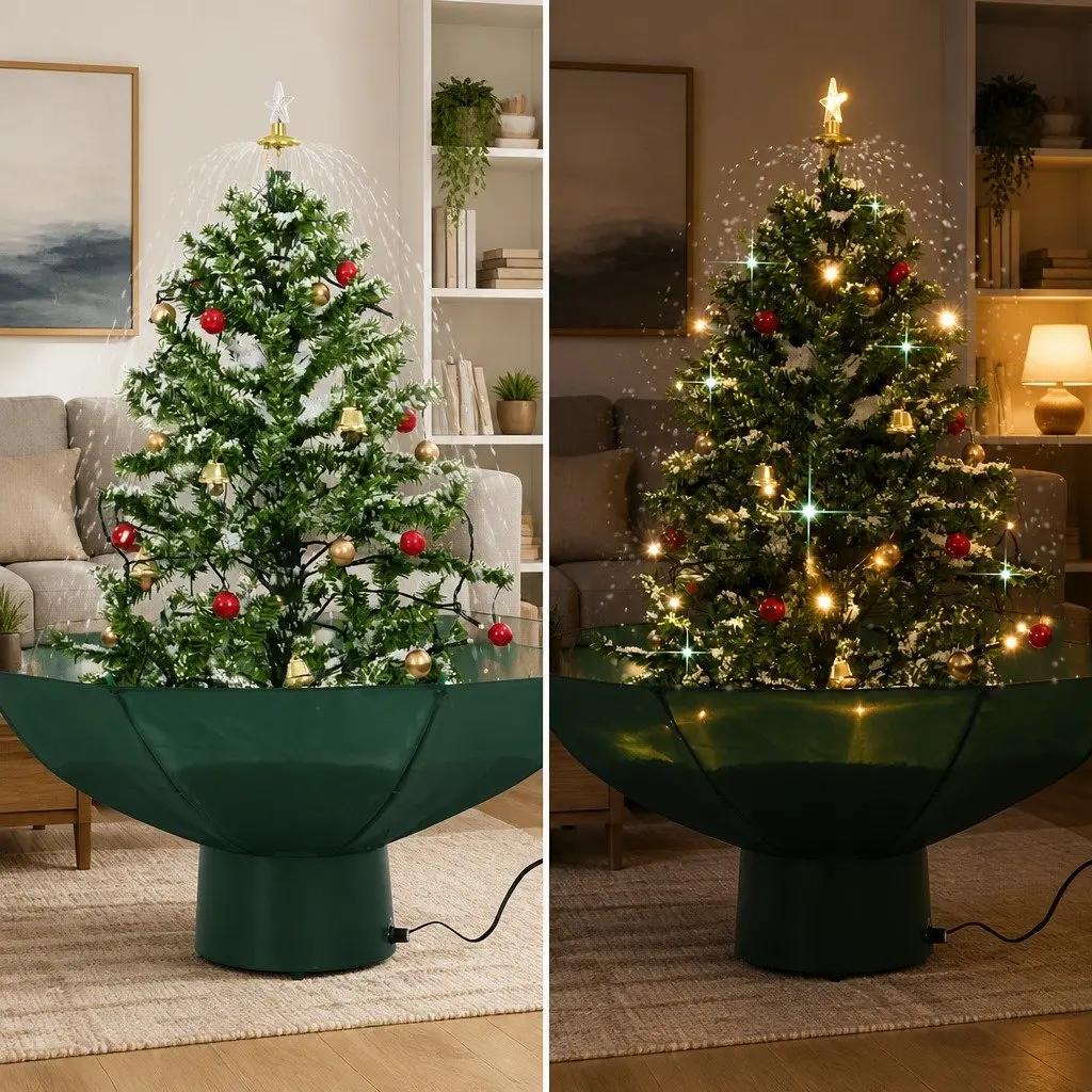 Artificial Christmas Tree Green 75cm with Snow Effect Umbrella Base