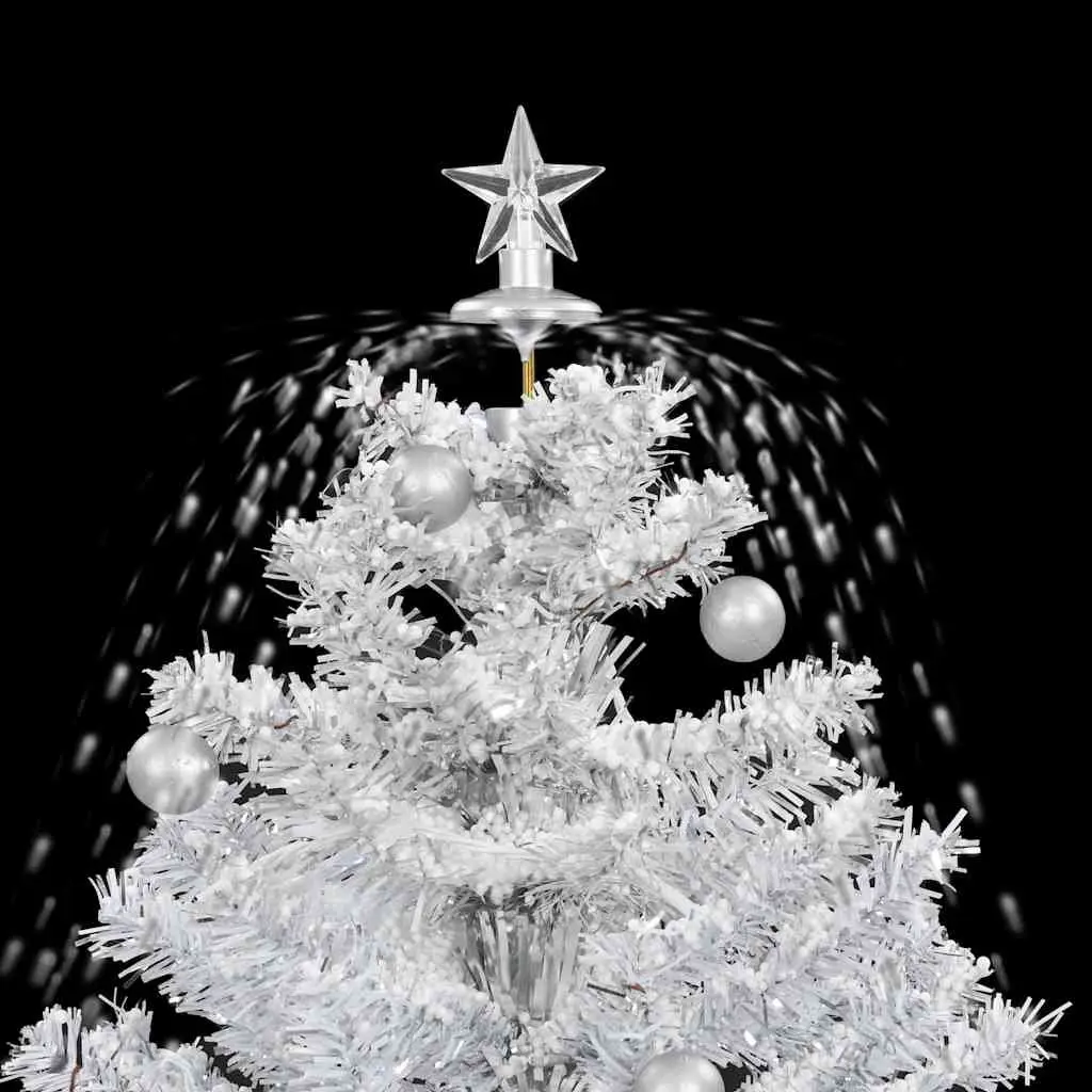 Snowing Christmas Tree Electric 75cm White with Lights Baubles Ornaments Umbrella Base