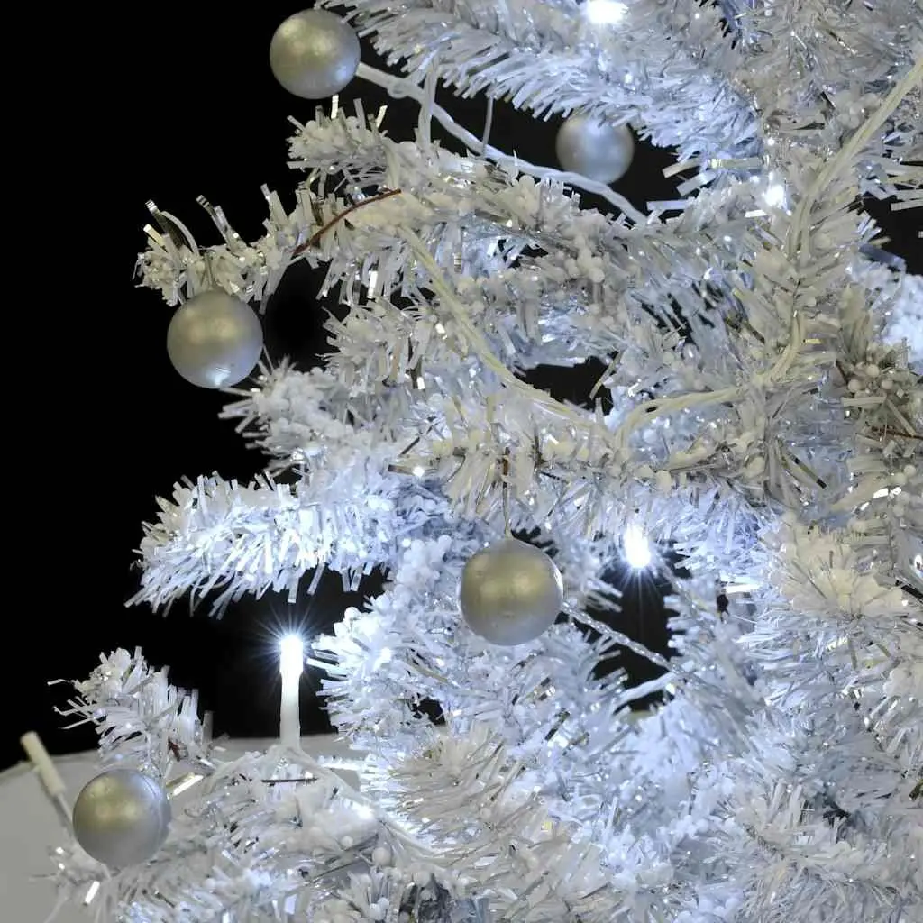Snowing Christmas Tree Electric 75cm White with Lights Baubles Ornaments Umbrella Base