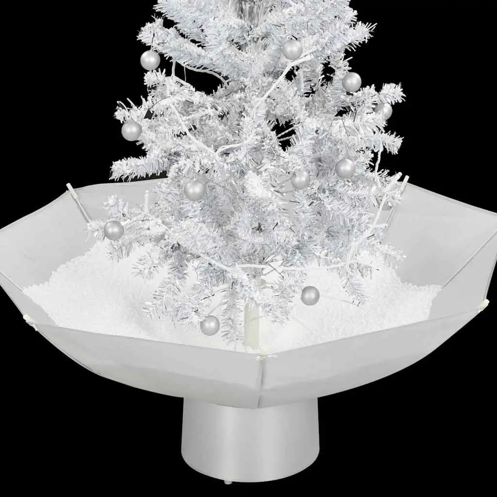 Snowing Christmas Tree Electric 75cm White with Lights Baubles Ornaments Umbrella Base