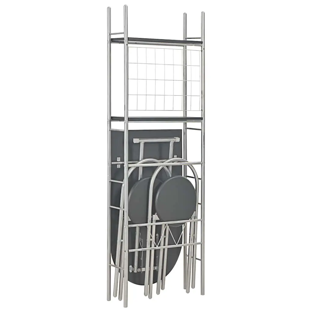 3 Piece Folding Dining Set with Storage Rack