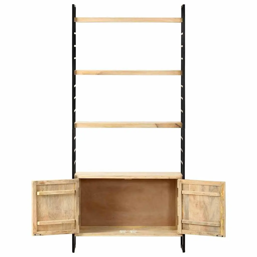 4 Shelf Mango Wood Bookcase Industrial Style Brown 80x30x180 cm Sturdy Iron Frame Storage Unit