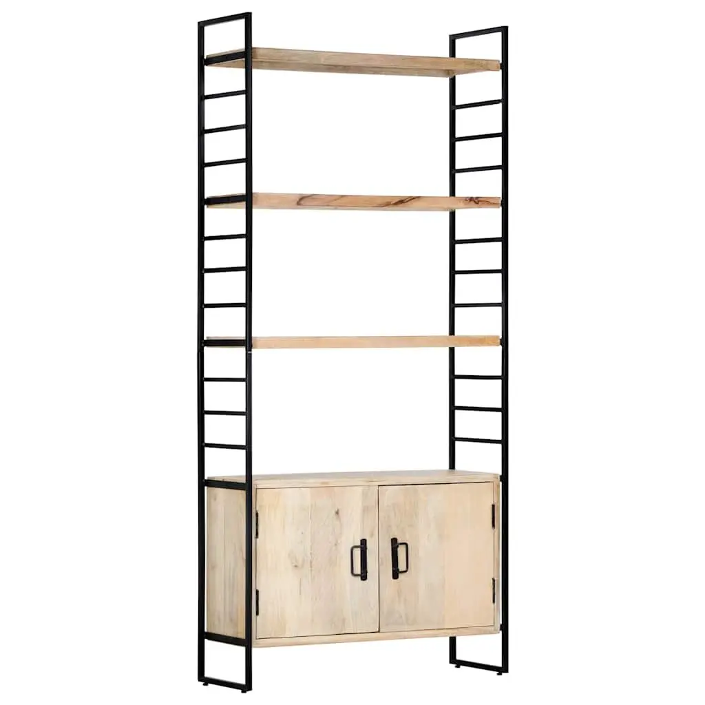 4 Shelf Mango Wood Bookcase Industrial Style Brown 80x30x180 cm Sturdy Iron Frame Storage Unit