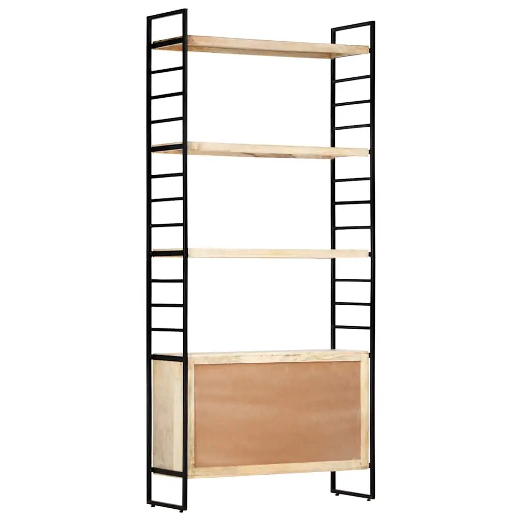 4 Shelf Mango Wood Bookcase Industrial Style Brown 80x30x180 cm Sturdy Iron Frame Storage Unit