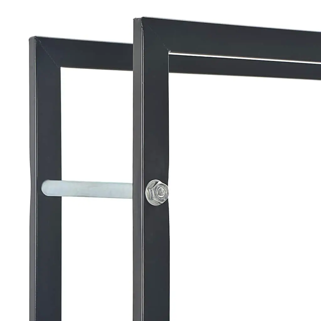 Firewood Rack Steel Heavy Duty Rectangular Black 50 x 20 x 150 cm